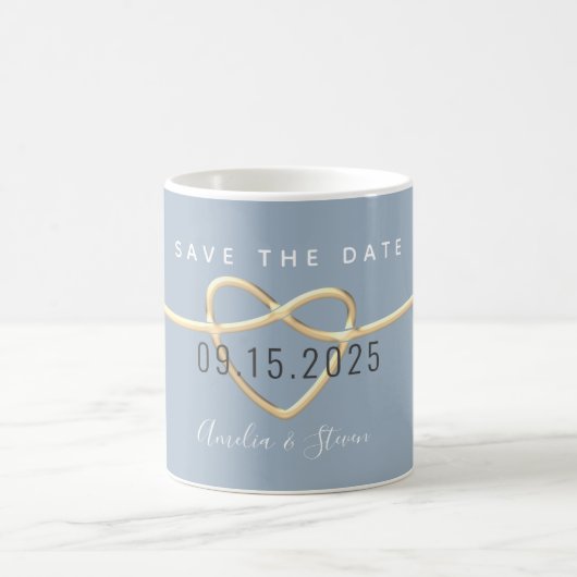 Dusty Blue Wedding Save the Date Coffee Mok (Center)