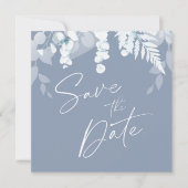 Dusty Blue Wedding Save the Date Invitation Kaart (Voorkant)