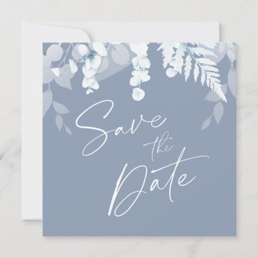 Dusty Blue Wedding Save the Date Invitation Kaart (Voorkant)