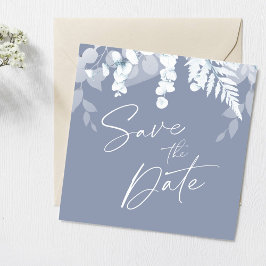 Dusty Blue Wedding Save the Date Invitation Kaart