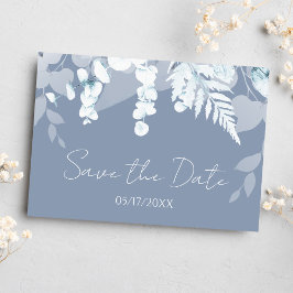 Dusty Blue Wedding Save the Date Invitation Kaart