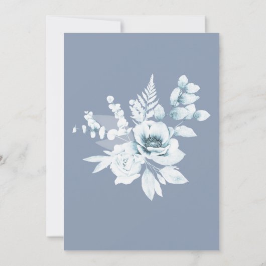 Dusty Blue Wedding Save the Date Invitation Kaart (Achterkant)