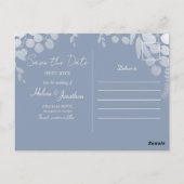 Dusty Blue Wedding Save the Date Invitation Kaart (Achterkant)