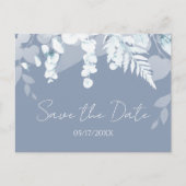 Dusty Blue Wedding Save the Date Invitation Kaart (Voorkant)