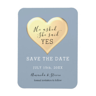 Dusty Blue Wedding Save the Date Invitation Magneet