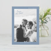 Dusty Blue Wedding Save the Date Kaart (Staand voorkant)