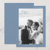 Dusty Blue Wedding Save the Date Kaart (Voorkant / Achterkant)