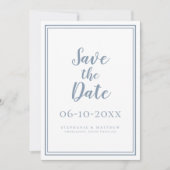 Dusty Blue Wedding Save the Date Simple Modern (Voorkant)