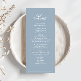Dusty Blue Wedding Script Dinner Menu