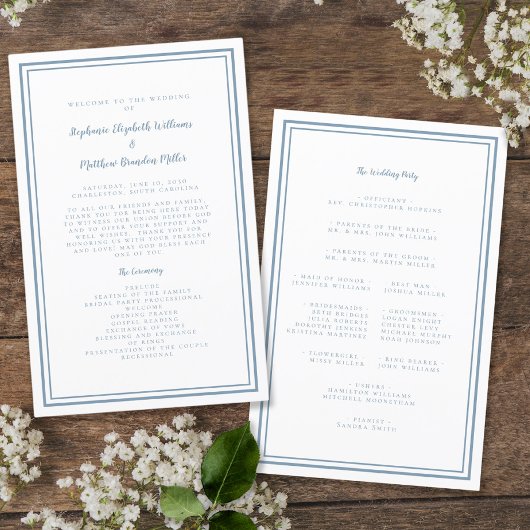 Dusty Blue Wedding Script Modern Ceremony Program