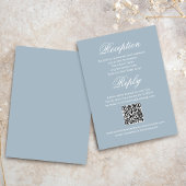 Dusty Blue Wedding Script RSVP Reception  Informatiekaartje