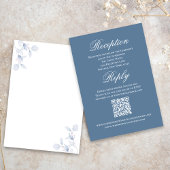 Dusty Blue Wedding Script RSVP Reception  Informatiekaartje