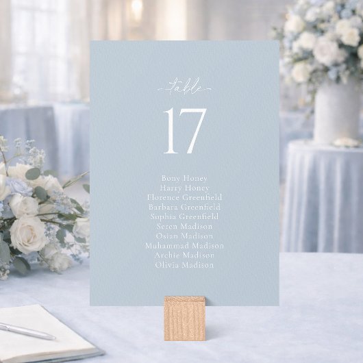 Dusty Blue Wedding Seating Chart Card Kaart