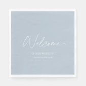 Dusty Blue Wedding Servet – Welkom (Voorkant)