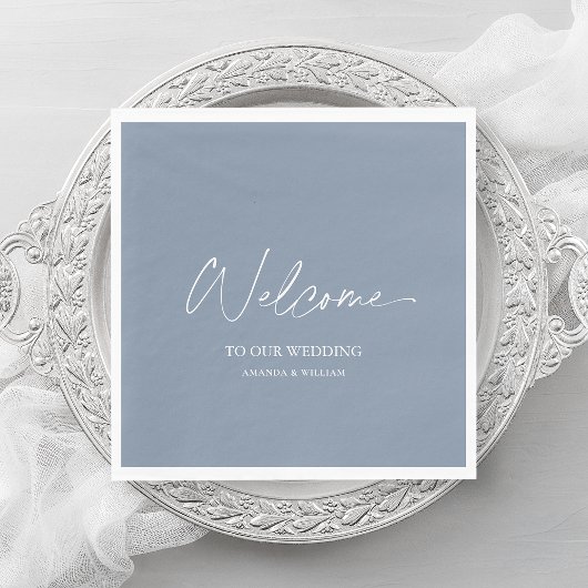 Dusty Blue Wedding Servet – Welkom
