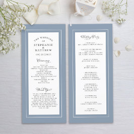 Dusty Blue Wedding Service Ceremony Elegant Programmakaart