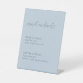 Dusty Blue Wedding Signature Drinken Pedestal Sign Reclamebord Met Voetstuk (Voorkant)
