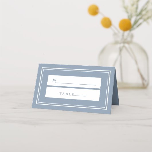 Dusty Blue Wedding Simple Modern Minimalist Guest Plaatskaartje (Voorkant)