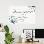 Dusty Blue Wedding Spaans Welkomstbord Poster (Thuiskantoor)