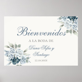 Dusty Blue Wedding Spaans Welkomstbord Poster