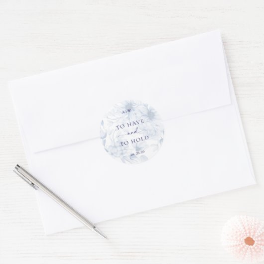 Dusty Blue Wedding Sticker - TE HEBBEN EN TE HOUDE (Envelop)