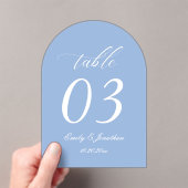 Dusty Blue Wedding Table Number Acrylic Acryl Uitnodigingen (Insitu (Draagbaar))