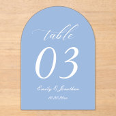 Dusty Blue Wedding Table Number Acrylic Acryl Uitnodigingen (Voorkant)