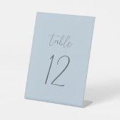 Dusty Blue Wedding Table Number Reclamebord Met Voetstuk (Voorkant)