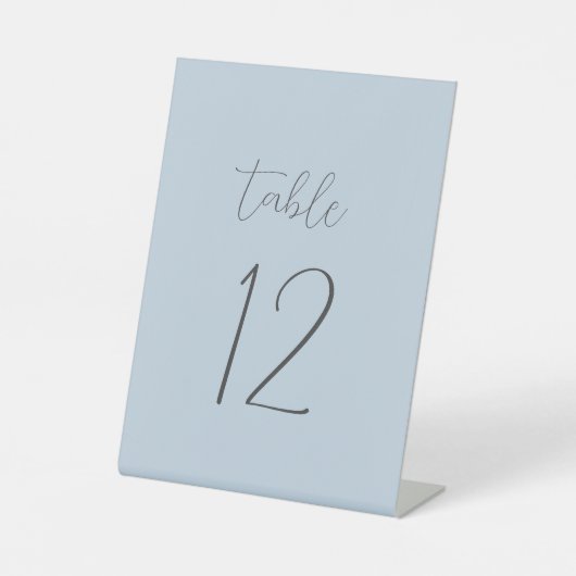 Dusty Blue Wedding Table Number Reclamebord Met Voetstuk (Voorkant)