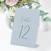 Dusty Blue Wedding Table Number Reclamebord Met Voetstuk