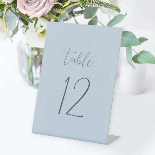 Dusty Blue Wedding Table Number Reclamebord Met Voetstuk