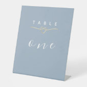 Dusty Blue Wedding Table Number Reclamebord Met Voetstuk (Voorkant)