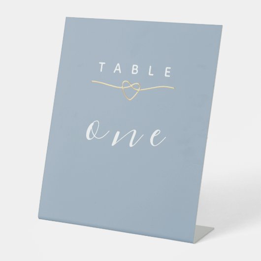 Dusty Blue Wedding Table Number Reclamebord Met Voetstuk (Voorkant)
