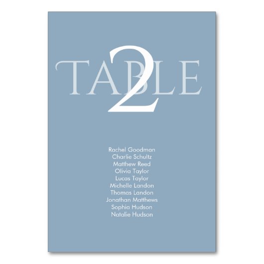 Dusty Blue | Wedding Table Number Seating Chart  Kaart (Voorkant)