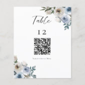  Dusty Blue Wedding Table QR Code Wedding Menu (Voorkant)