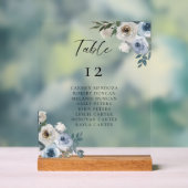 Dusty Blue Wedding Table Seating Chart Acryl Bord (Neutraal)