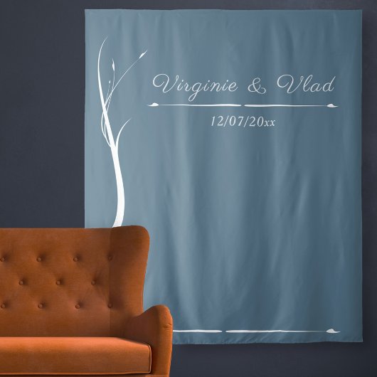 Dusty Blue Wedding Tapestry & Photo Booth Backdrop Wandkleed