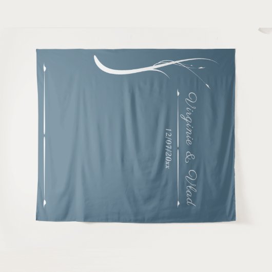 Dusty Blue Wedding Tapestry & Photo Booth Backdrop Wandkleed (Voorkant (horizontaal))