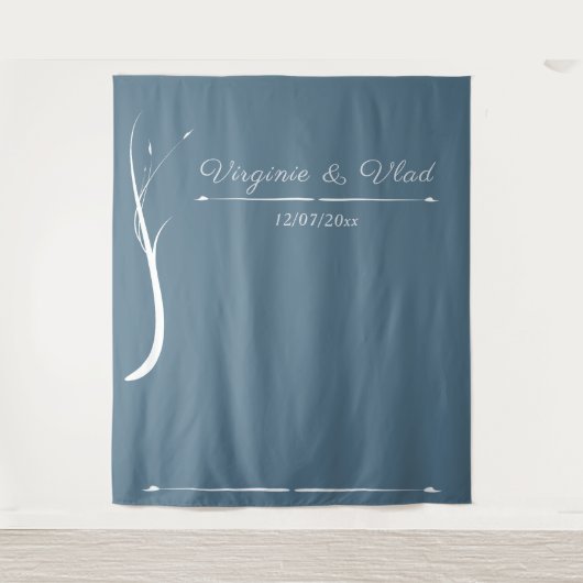 Dusty Blue Wedding Tapestry & Photo Booth Backdrop Wandkleed (Voorkant)