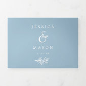 Dusty Blue Wedding Tri-Fold Invitations RSVP Drieluik Uitnodiging (Cover)