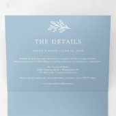 Dusty Blue Wedding Tri-Fold Invitations RSVP Drieluik Uitnodiging (Binnenzijde eerst)