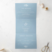 Dusty Blue Wedding Tri-Fold Invitations RSVP Drieluik Uitnodiging (Binnen)
