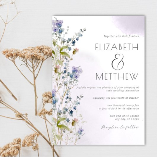 Dusty blue Wedding Uitnodiging