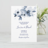 Dusty blue Wedding-uitnodiging Kaart (Staand voorkant)