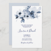 Dusty blue Wedding-uitnodiging Kaart (Voorkant / Achterkant)