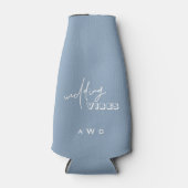 Dusty Blue Wedding Vibes White Typografie Flesjeskoeler (Voorkant)