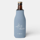 Dusty Blue Wedding Vibes White Typografie Flesjeskoeler (Fles Voorkant)