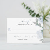Dusty Blue Wedding Waterverf Soft Floral RSVP Kaartje (Staand voorkant)