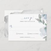 Dusty Blue Wedding Waterverf Soft Floral RSVP Kaartje (Voorkant / Achterkant)