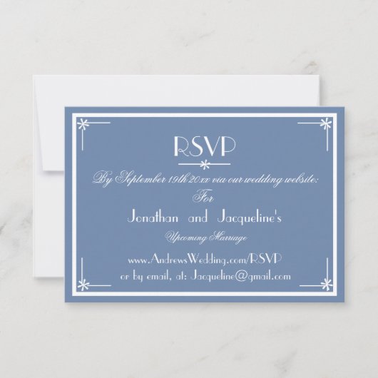 Dusty Blue Wedding Website E-mail RSVP Card (Voorkant)